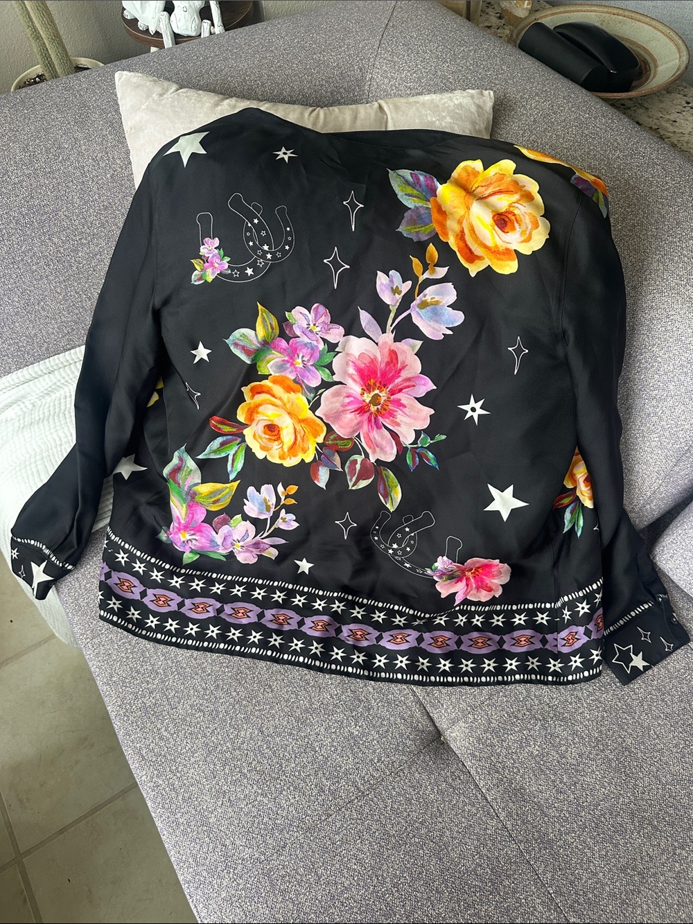 Johnny Was $280 Rosalynda Black Floral Button-Up Western Shirt Sz L - Like New - Picture 12 of 14